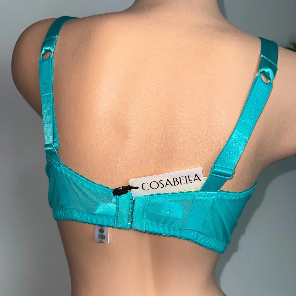 Cosabella Courtney Underwire Demi Bra Teal Lace Made in Italy NEW 36 G